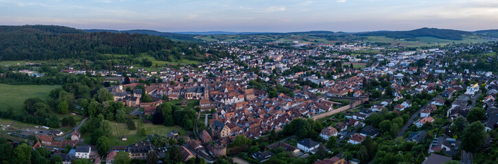 Fototapeta na wymiar Aerial view of the old town Büdingen in Germany on a sunny afternoon in spring