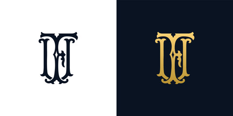 Decorative Vintage Initial letters FU monogram. Suitable for tattoo studio, salon, boutique, hotel, college, retro, interlock style