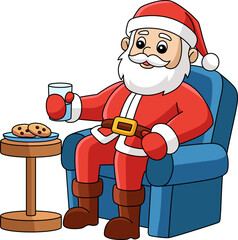 Christmas Santa Sitting On A Chair Cartoon Clipart