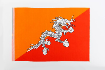 Bhutan national flag on white background