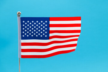American flag on blue background