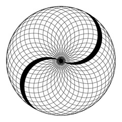 The abstract black circles stack.