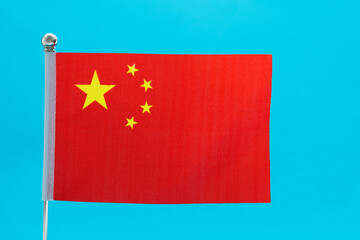 Chinese flag on blue background