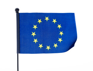 European Union flag waving on white background