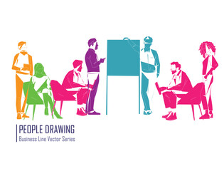 Business multinational People. Vector illustration of various races.
People drawing vector.