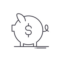 piggy bank line icon, outline symbol, vector illustration, concept sign