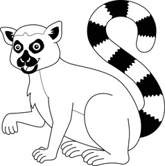 Fototapeta na wymiar Katta Animal Coloring Page for Kids
