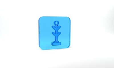 Blue Coat stand icon isolated on grey background. Glass square button. 3d illustration 3D render