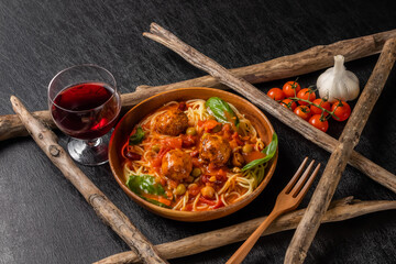 ミートボールパスタ　 american meatball pasta (spaghetti)