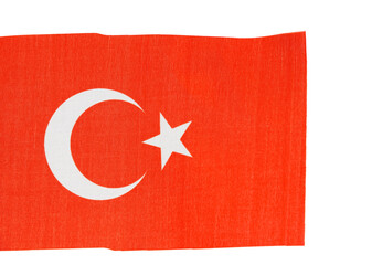 Turkish flag waving on white background