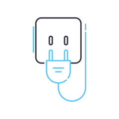 pull plug line icon, outline symbol, vector illustration, concept sign