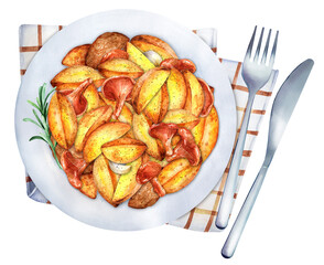 Potato baked with mushrooms and rosemary