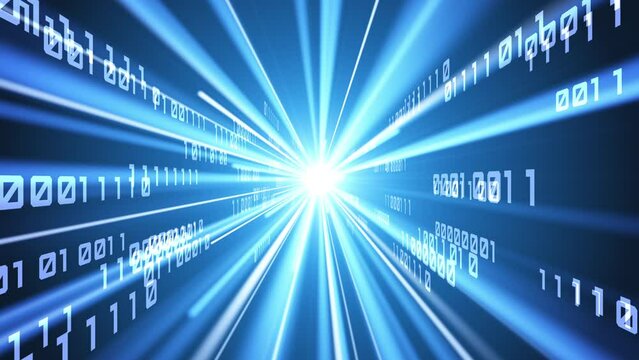 Digital cyberspace abstract animation. Moving numbers and lines appear on a blue background. Abstract digital security, artificial intelligence concepts. Seamless loopable animation.