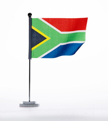 South Africa table flag waving on white background