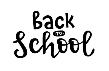 Back to school handwritten calligraphy for children. Cute colorful vector illustration