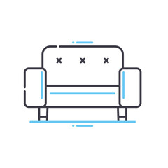 sofa line icon, outline symbol, vector illustration, concept sign