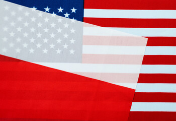 American and Polish national flags together