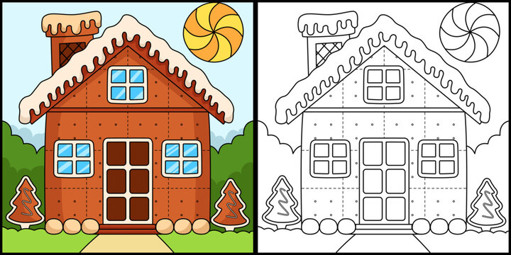 Christmas Gingerbread House Coloring Page 