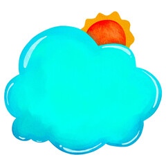 cloud and sun watercolor style