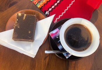 cup of coffee with sweet