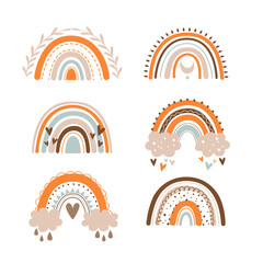 Scandinavian boho rainbows set for nursery decoration, baby shower, party, poster, invitation, postcard, clothes, etc. © Elen_Art