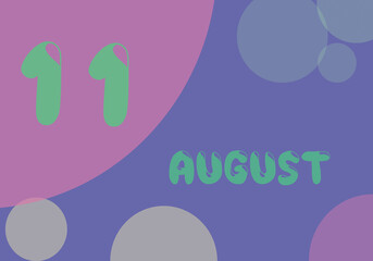 11 august day of the month in pastel colors. Very Peri background, trend of 2022.