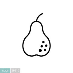 Pear isolated design vector icon. Fruit sign