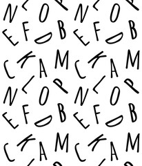 Vector seamless pattern of hand drawn sketch doodle letters isolated on white background