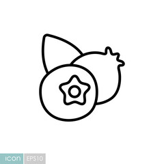 Blueberry vector icon. Forest berry sign