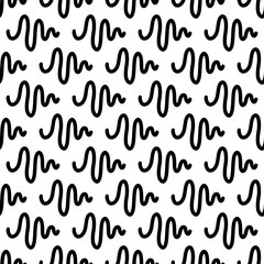 Seamless repeat pattern with black small abstract irregular wavy lines. Isolated png illustration, transparent background. Repeating texture for montage, collage, banner,  brushes, cards, wallpaper.