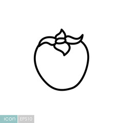 Persimmon, kaki or sharon fruit vector icon