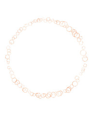 Round golden frame, rose gold small circles. Isolated png illustration, transparent background. Asset for overlay, texture, pattern, montage, collage, shape, greeting, invitation card.