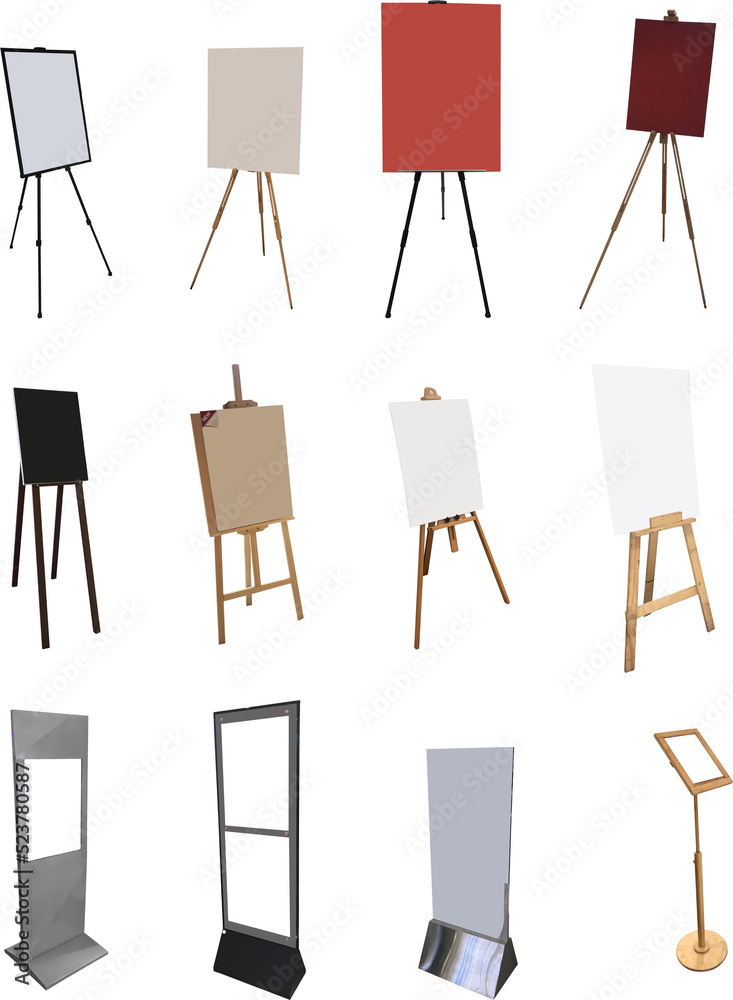 Poster Set of of blank marker board stand for display design