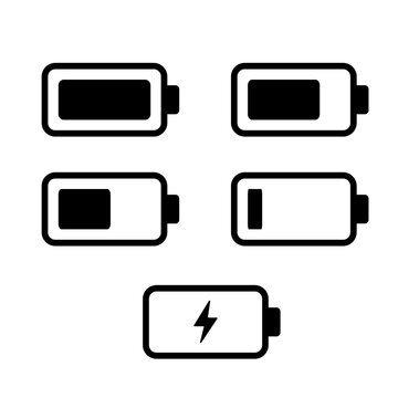 Battery charge. Level indicator. Fully charged in black and white