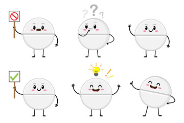 Cartoon tablet character set vector illustration