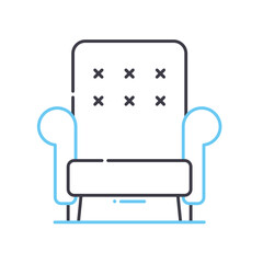 sofa chair line icon, outline symbol, vector illustration, concept sign