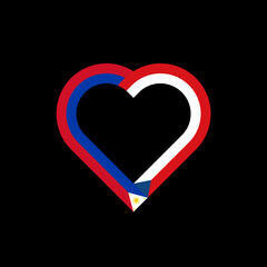 friendship concept. heart ribbon icon of philippines and czech republic flags. vector illustration isolated on black background