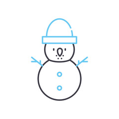snowman line icon, outline symbol, vector illustration, concept sign