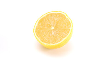 Fototapeta na wymiar Fresh organic yellow lemon fruit with cut in half isolated on white background