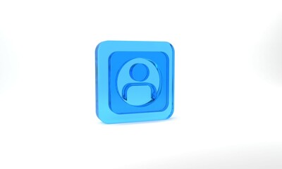 Blue Create account screen icon isolated on grey background. Glass square button. 3d illustration 3D render