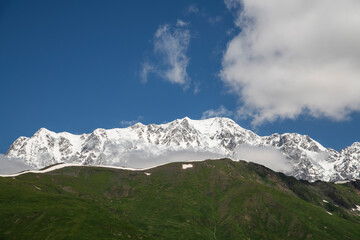 Fototapeta na wymiar Snow covered mountains in winter. Mountains landscape.