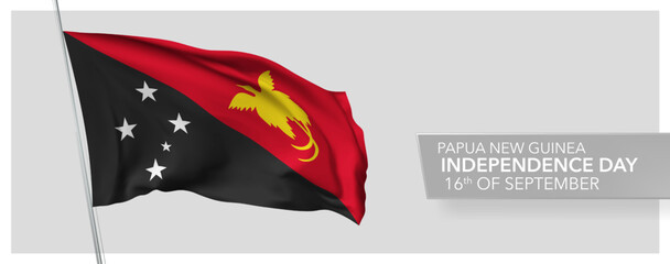 Papua New Guinea happy independence day greeting card, banner vector illustration