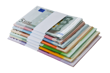 Euro Banknoten Stapel Hintergrund transparent