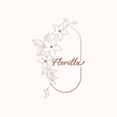Vector floral border and logo design templates hand drawn style.vector illustration