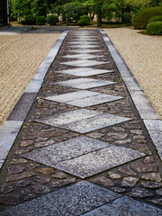 Typical traditional stone pathway at the Toshodai-ji Temple in Nara, Japan