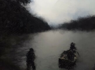 misty morning over the lake