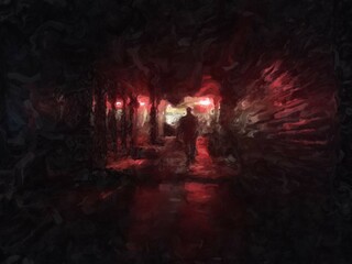 person in the dark tunnel