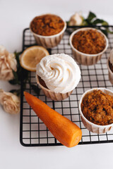 bake, bakery, cake, calories, carrot, carrot cupcakes, carrot muffins, cook, cooked, cooking, cream, creamy, culinary, cupcake, cupcakes, decor, decorated, decoration, delicious, dessert, dried carrot