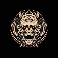 dark skull tattoo vector design