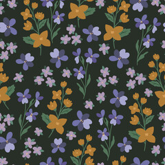 Wild grass seamless patterns, mystical vector repeating background. Floral digital paper